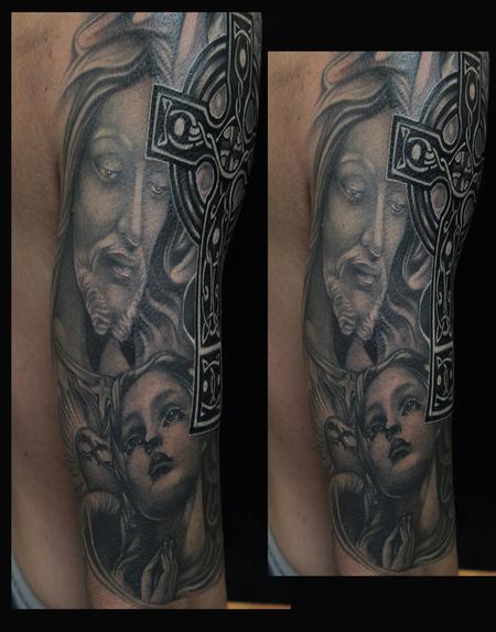 Mike Demasi - Black and gray Religious Tattoo  